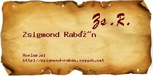 Zsigmond Rabán névjegykártya